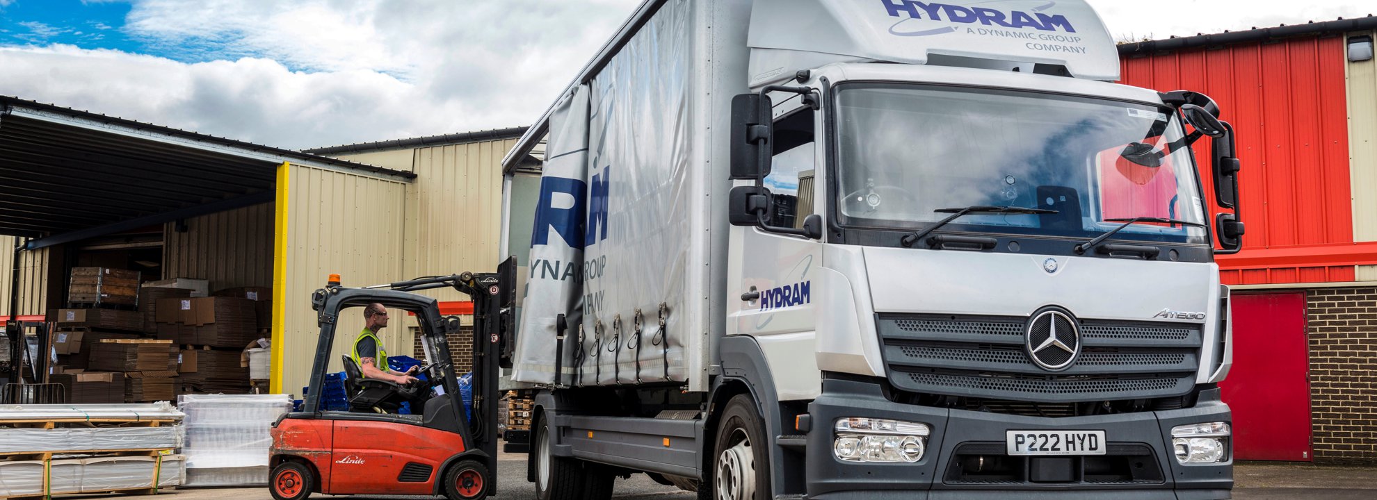 forklift loading Hydram truck